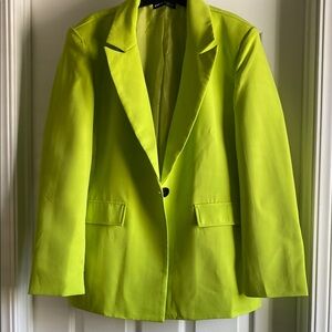 SHEIN Green Blazer Classic Tailored Suit Jacket